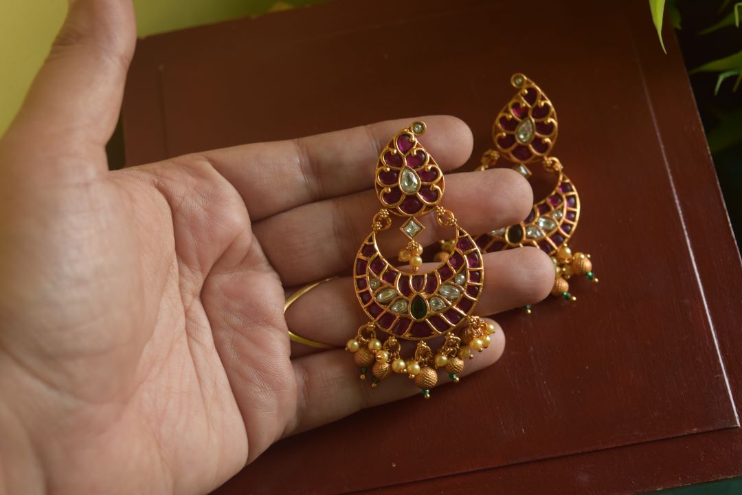 Matte finish -mango moti chandbali