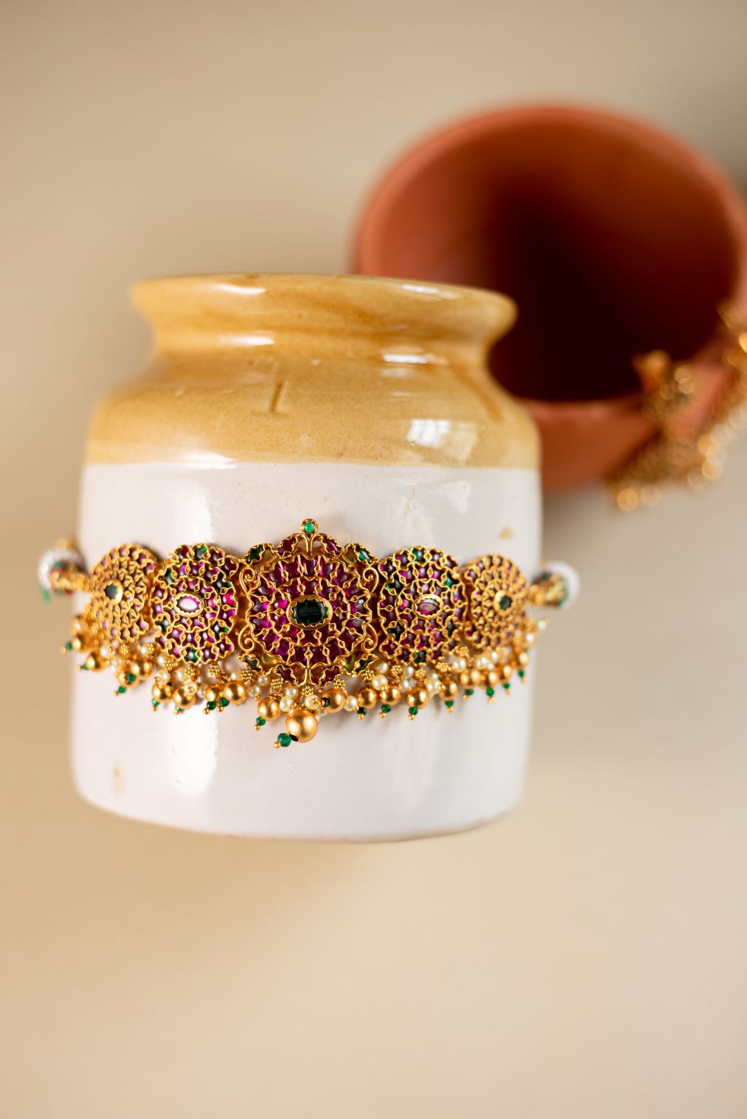 Matte Finish multiple Chakri Choker
