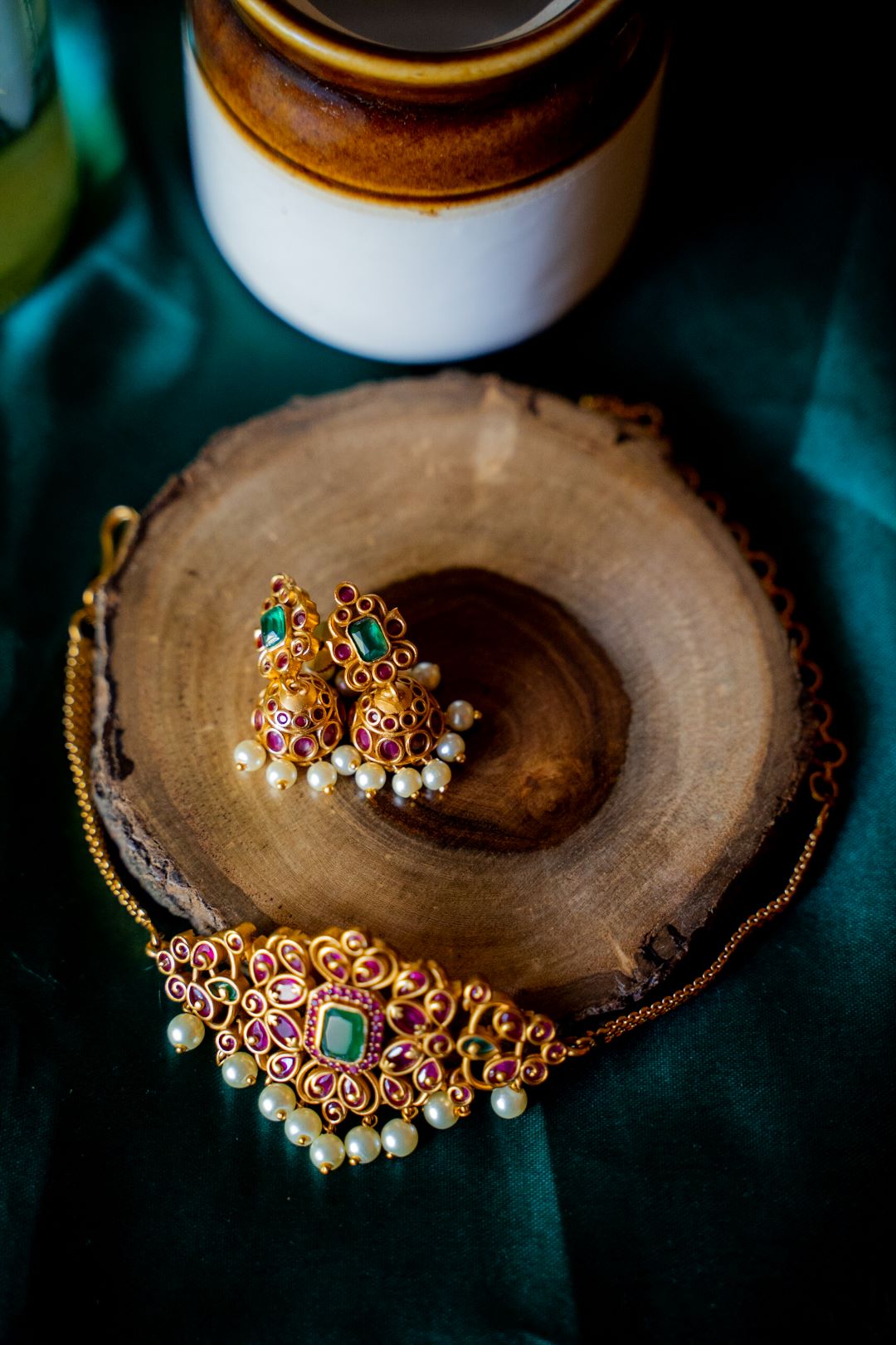 Matte Finish small Choker with small Jhumka