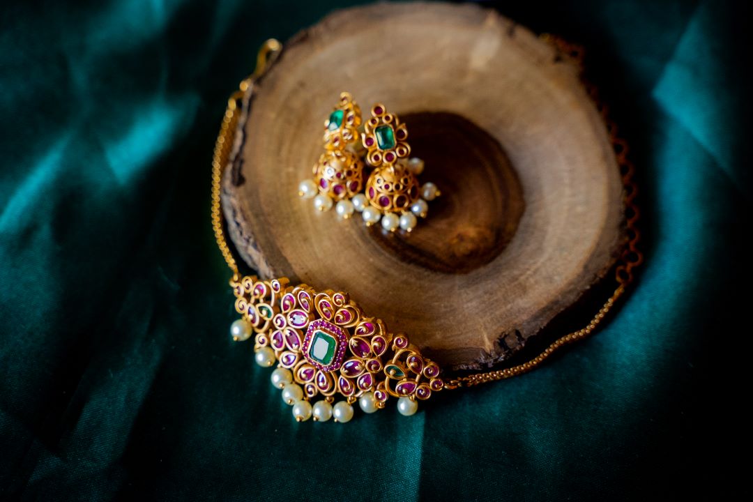 Matte Finish small Choker with small Jhumka