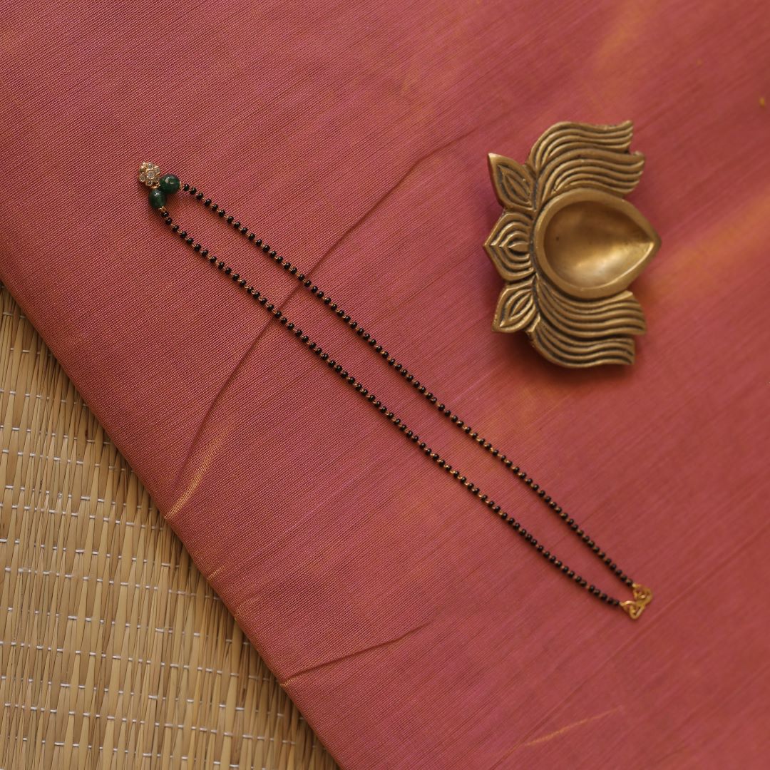 Single Layered Black beads with Ad Flowered pendant - Model 6