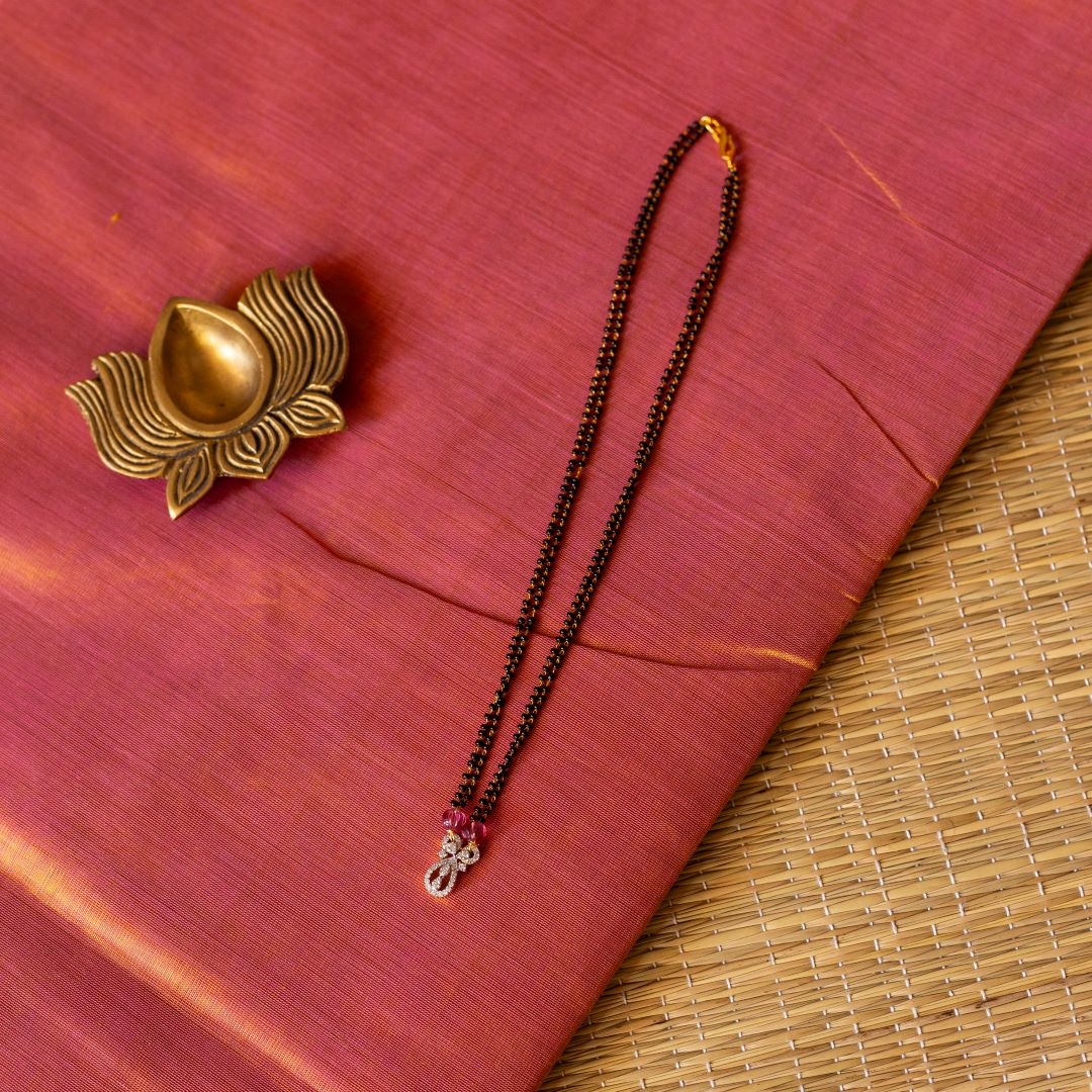 Double Layered Black Beads with Ad rain Drop pendant -White - Model 15