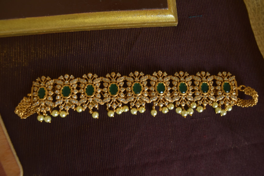 Gold Finish AD sequence Flower High Neck Choker -60 B