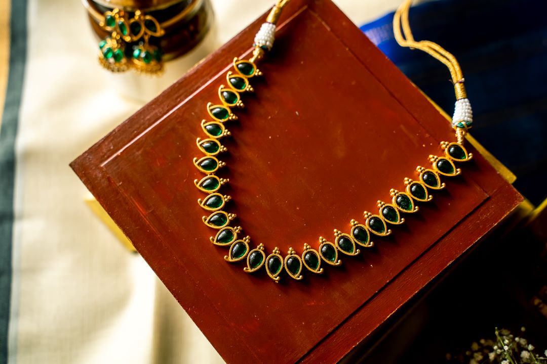 Matte Finish small Mango Necklace with Jhumka - 62A