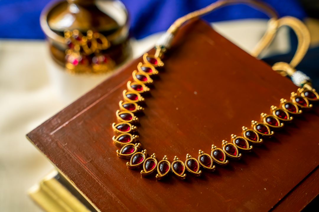 Matte Finish small Mango Necklace with Jhumka - 62 B