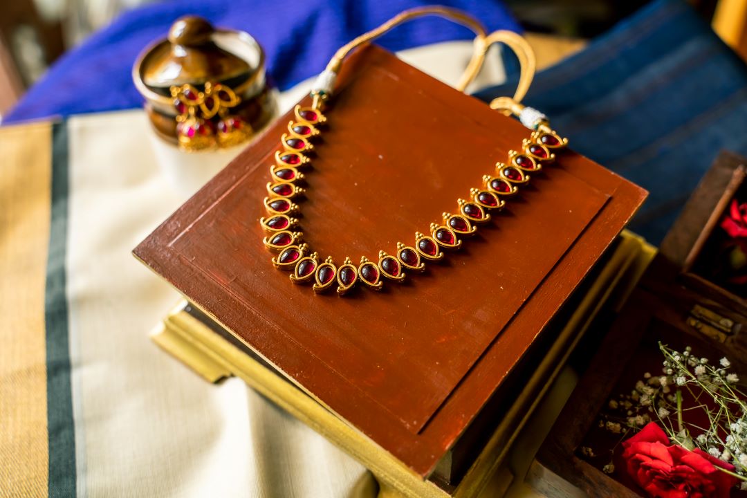 Matte Finish small Mango Necklace with Jhumka - 62 B