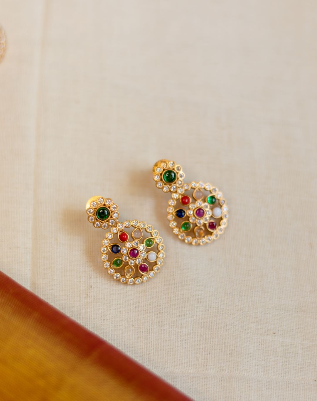 Matte Finish TRI Chakra AD & Navaratna with stud -64A