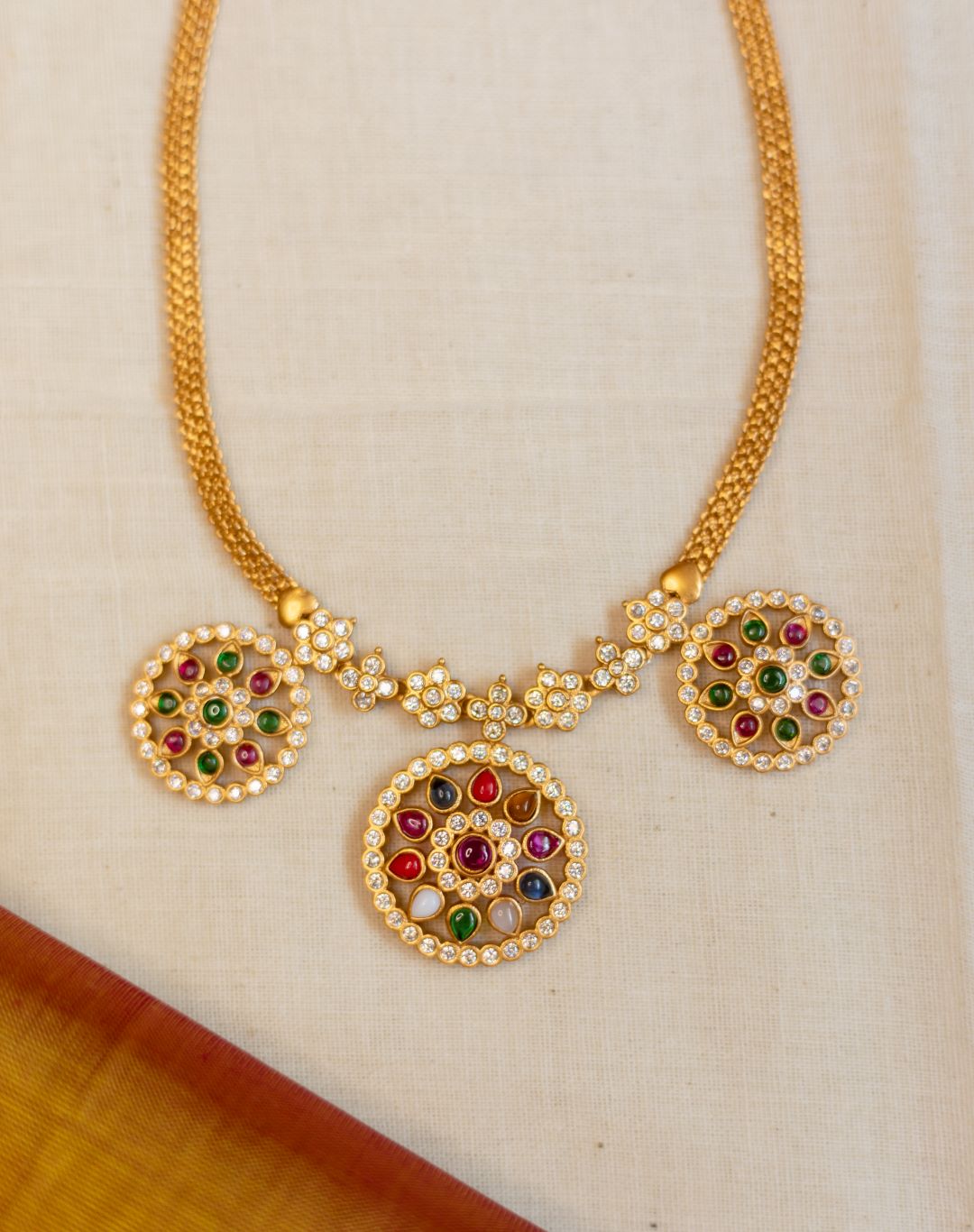 Matte Finish TRI Chakra AD & Navaratna with stud -64A
