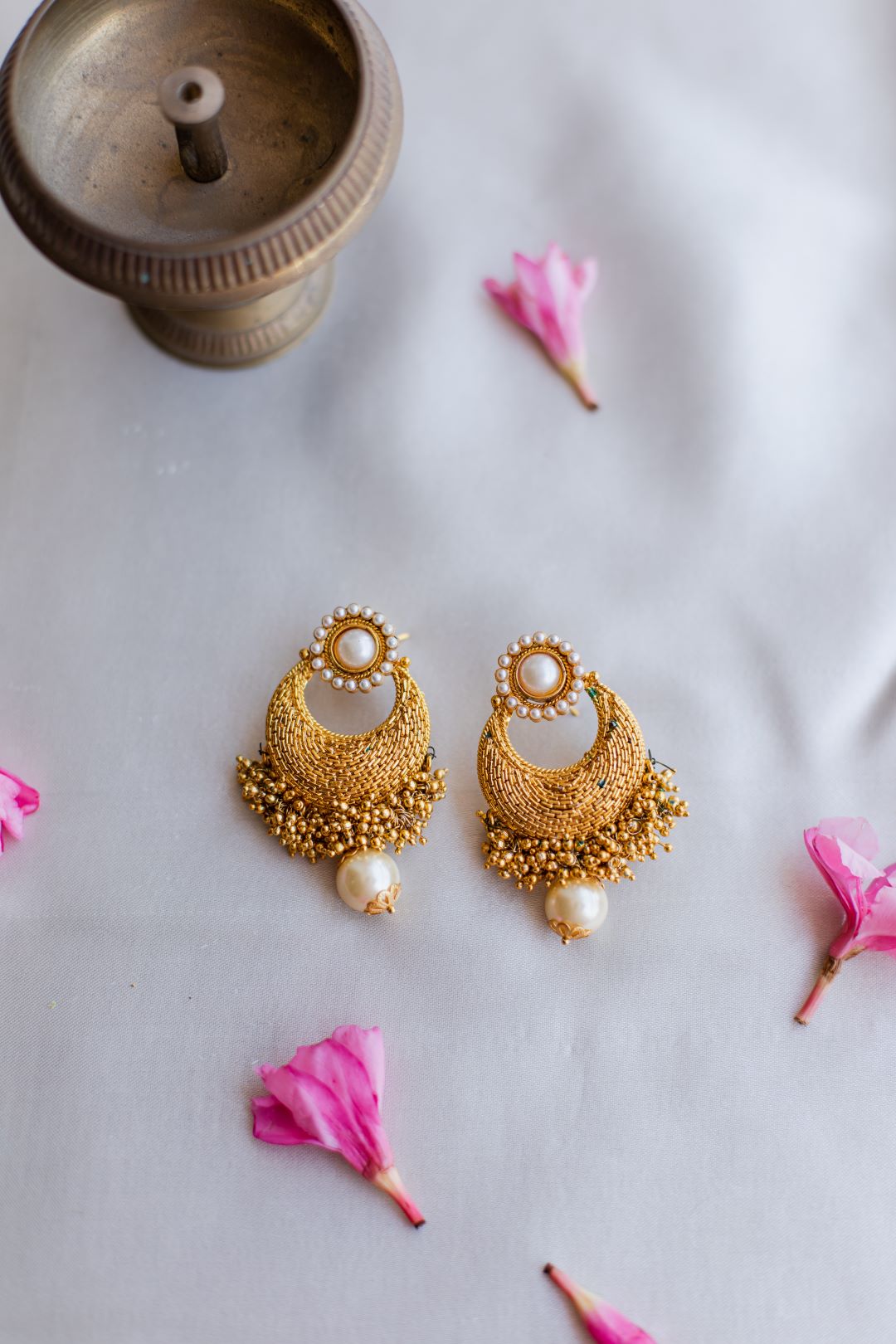 Gold Finish Chain Choker & cluster with chandbali - 67G
