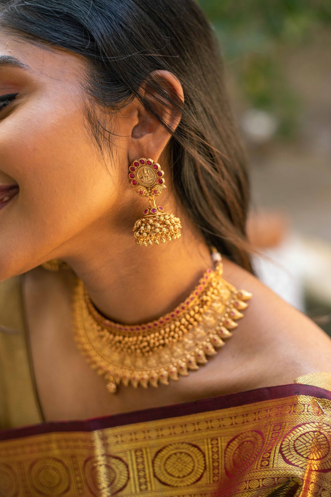 Lakshmi coin,tiny mango high neck bridal chocker