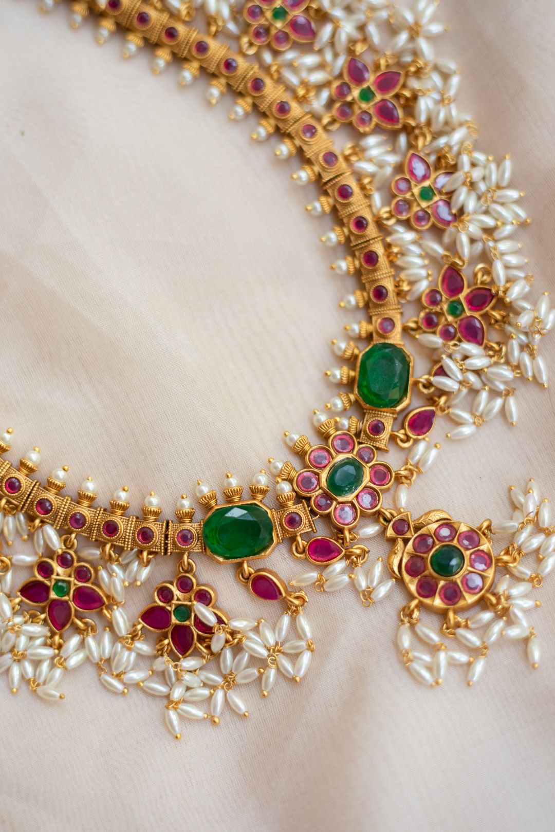 Jumbo guttapuslu & flower pendant rice peral hangings with stud