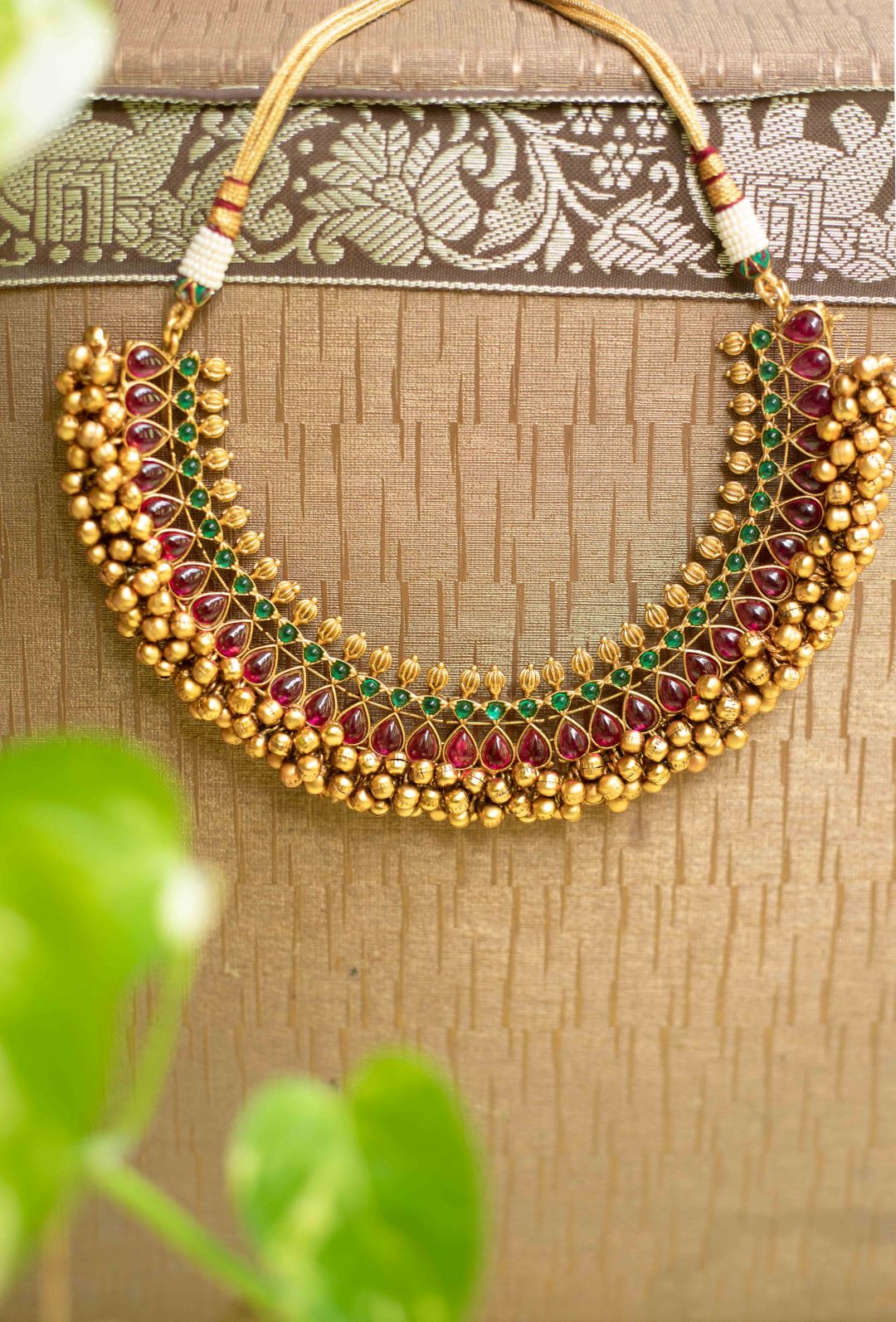 Cluster gold beads Necklace - Nayantara Model