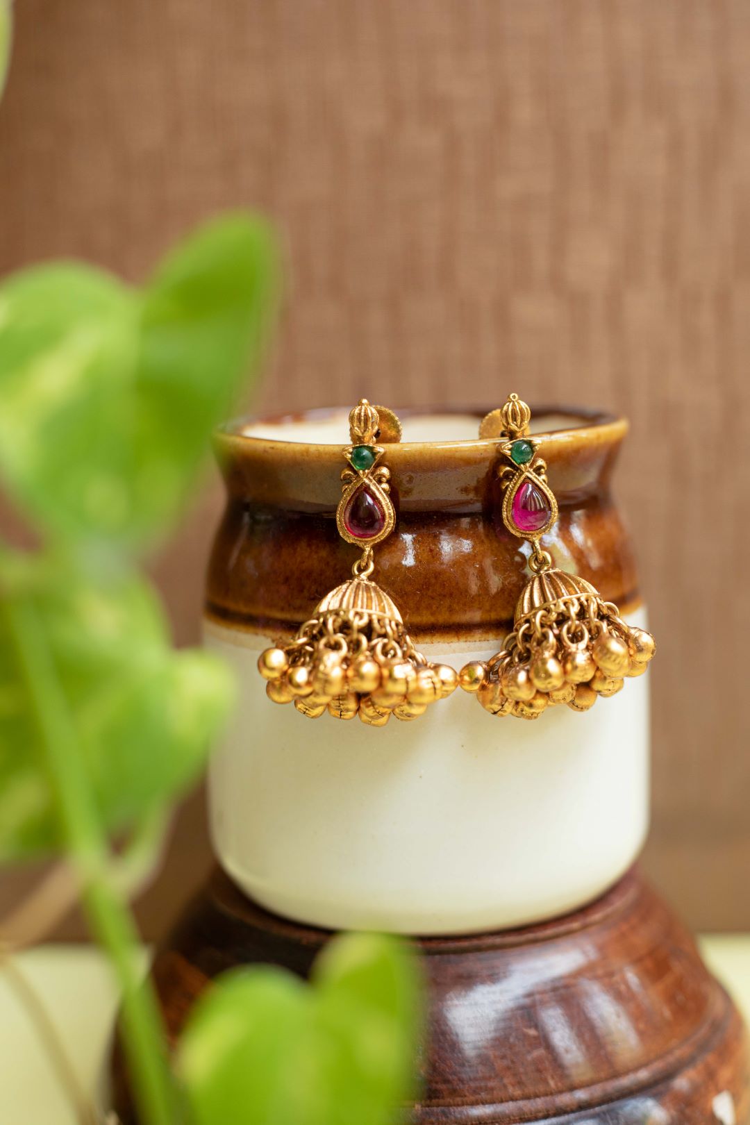 Cluster gold beads Necklace - Nayantara Model