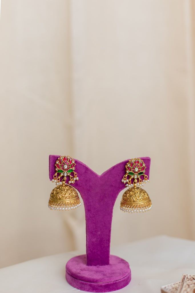 Lotus stud statement jhumka 4 A