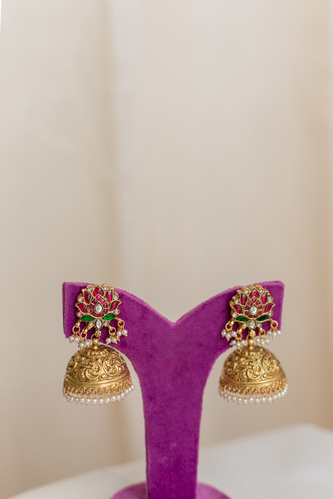 Lotus stud statement jhumka 4 A