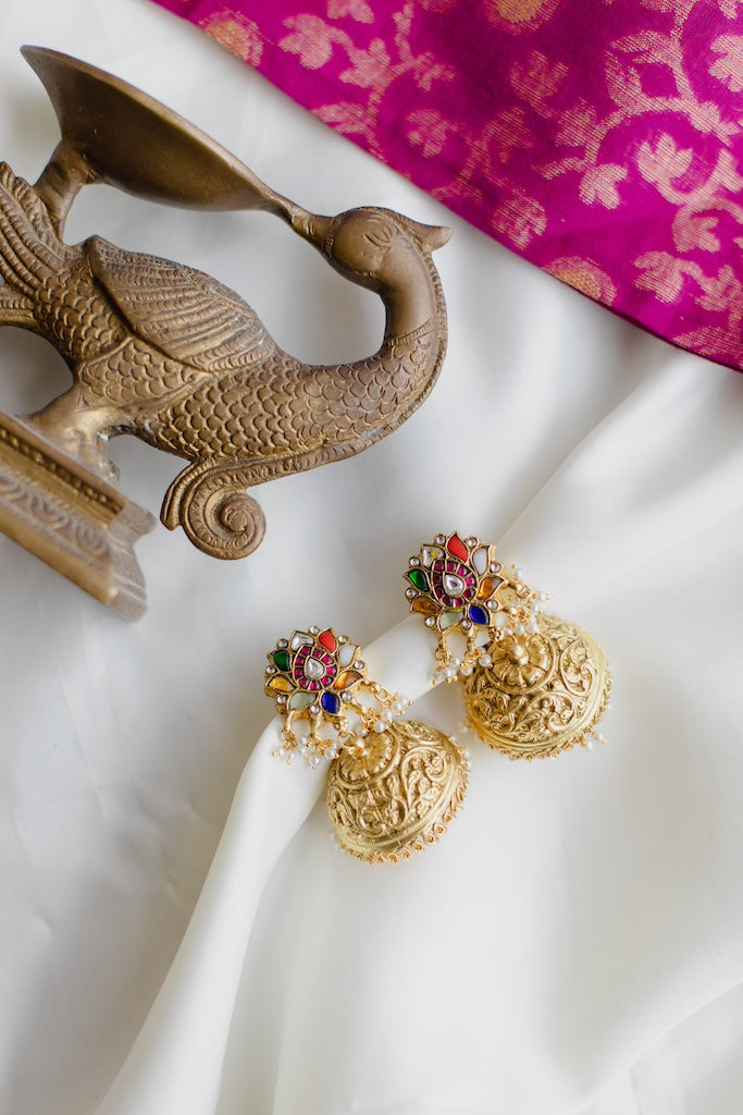 Lotus stud statement jhumka 4B