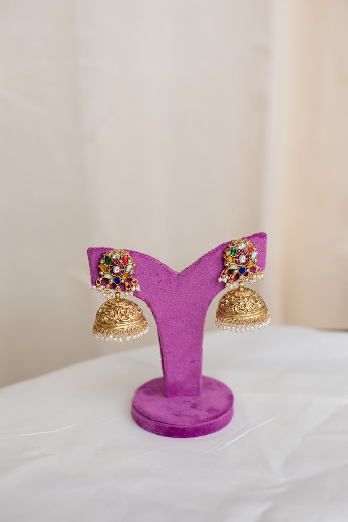 Lotus stud statement jhumka 4B