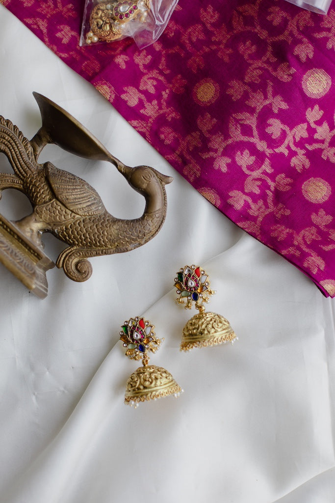 Lotus stud statement jhumka 4B