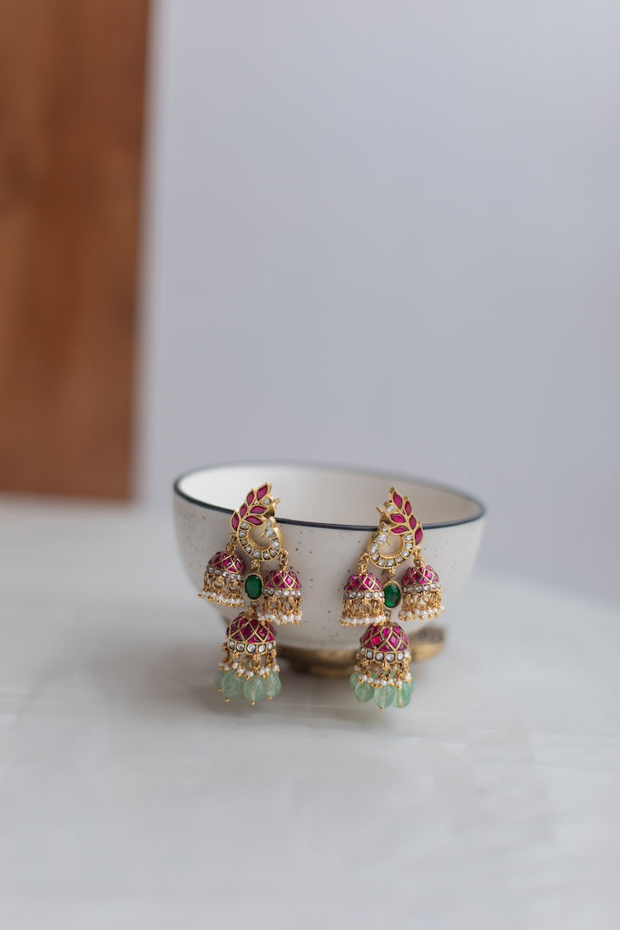 Peacock multilayer jhumka