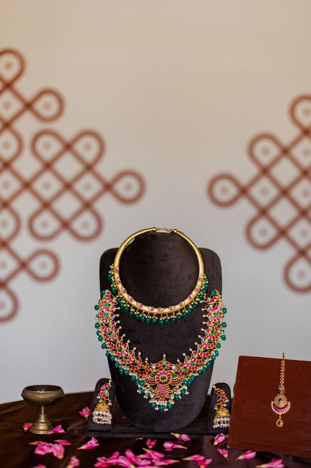 Gold Finish Peacock Nagas Haaram with jhumka