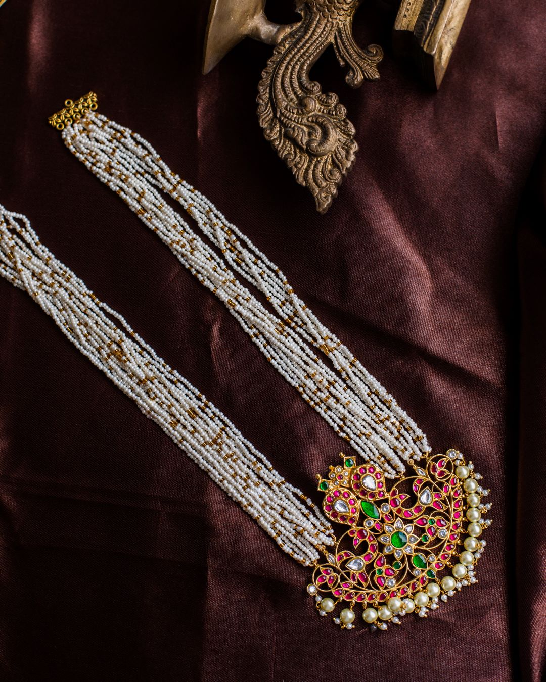 Seed bead pearl mid length with Half Moon Pearl drops