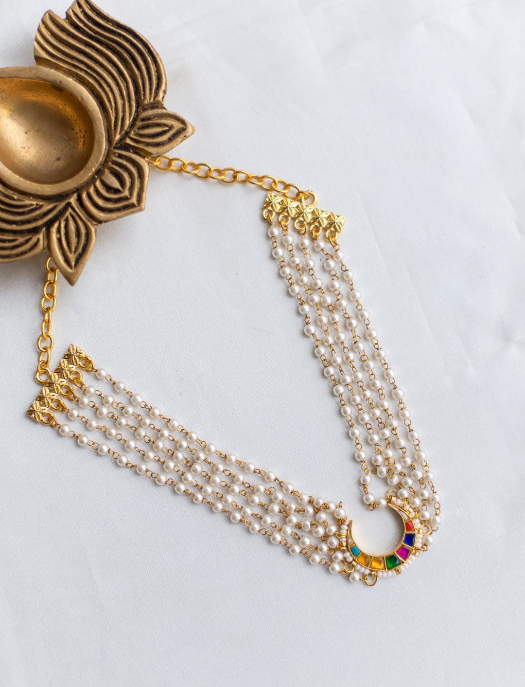 Gold Finish Pearl Beads dainty high neck chocker-14 B