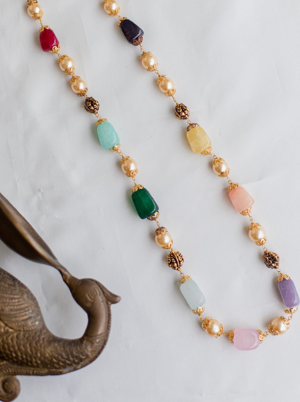 Pearl and Multi beads mala - Multicolour