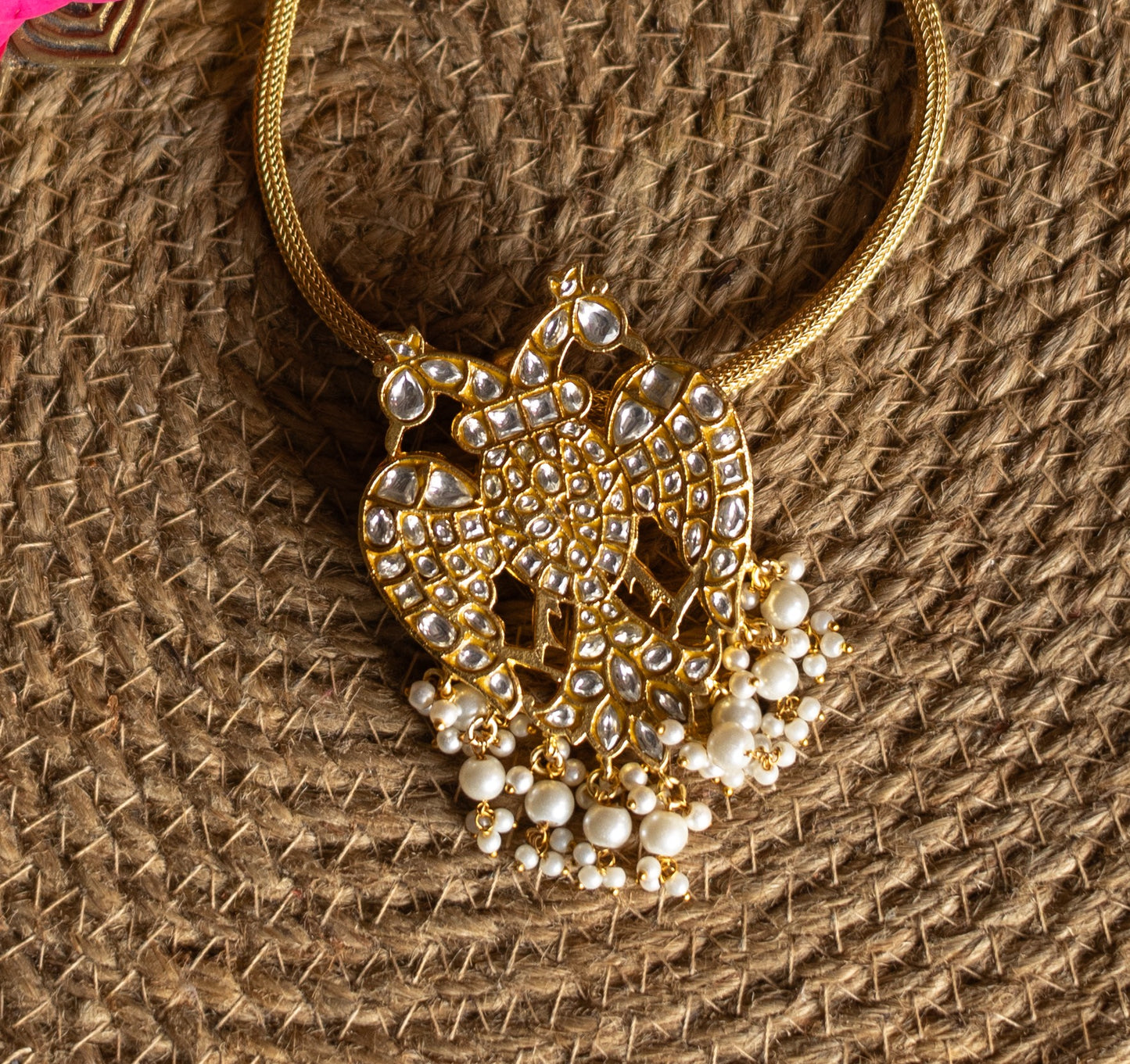 Gold Finish Chain with Gandaberunda Pendant -52A