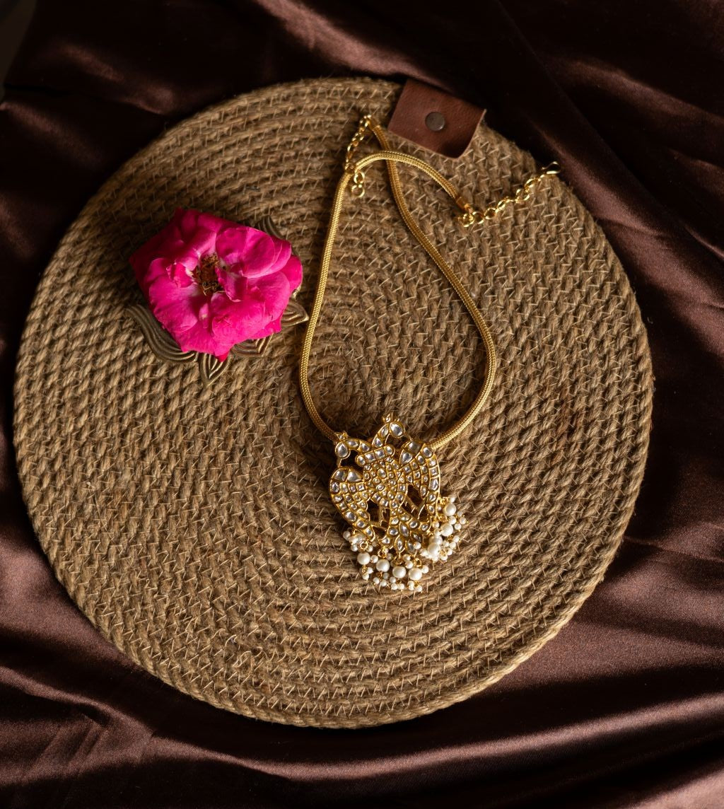 Gold Finish Chain with Gandaberunda Pendant -52A