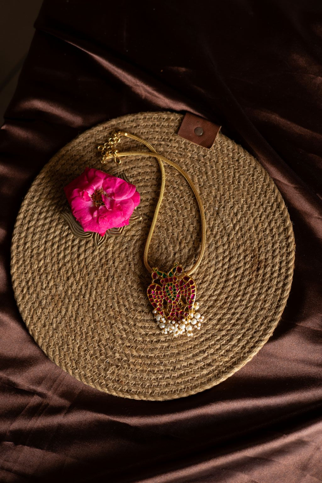 Gold Finish Chain with Gandaberunda Pendant -52C