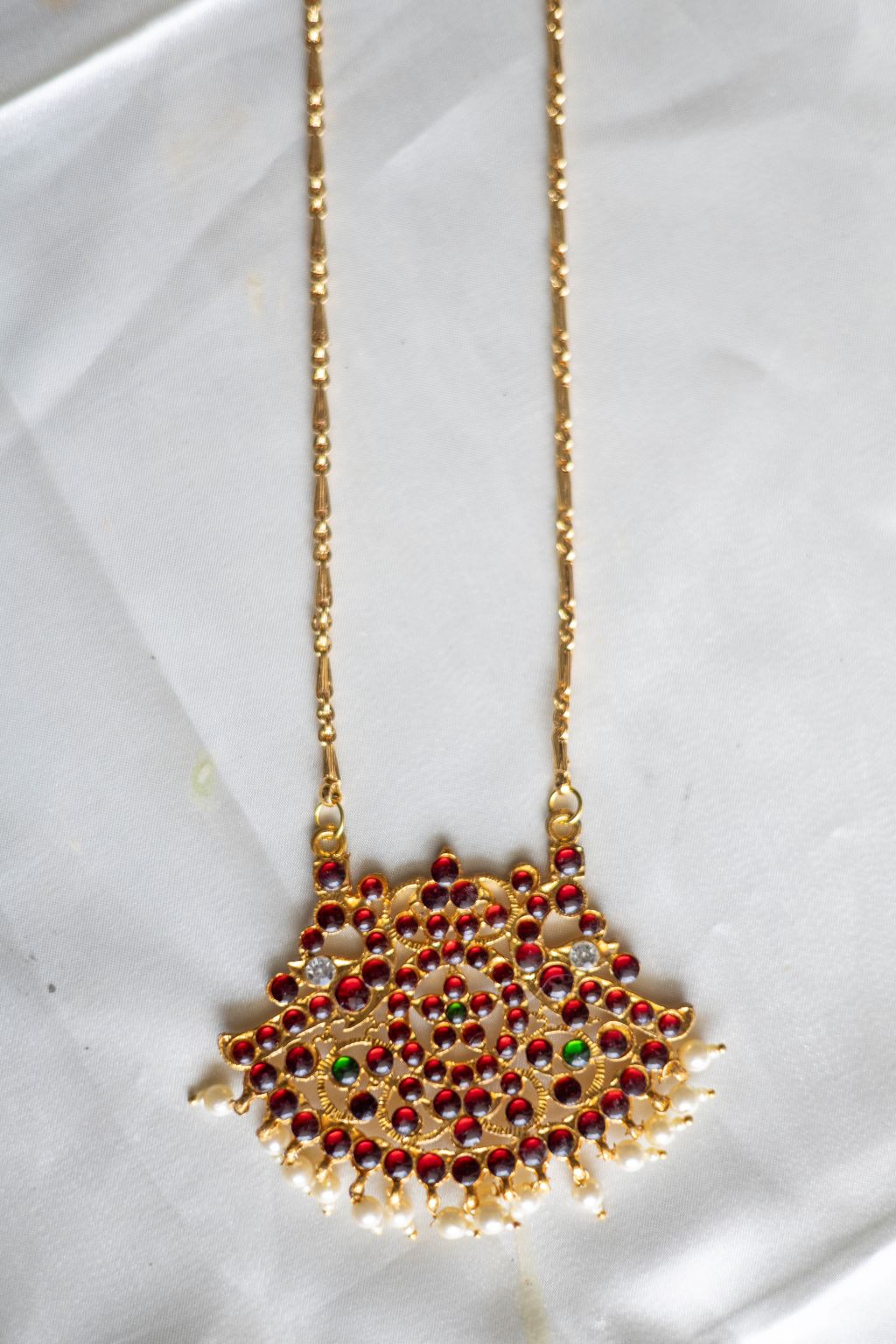 Imitation Kemp - Twin peacock pendant with hangings #23