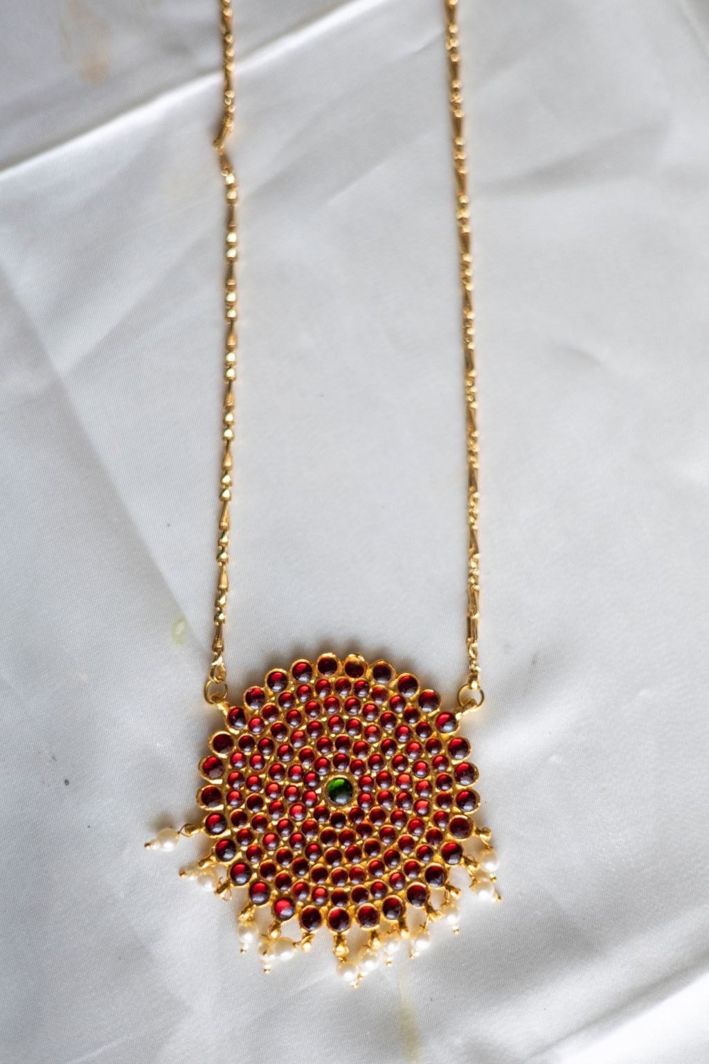 Imitation Kemp Long Chain - Jumbo Chakra Pendant #44