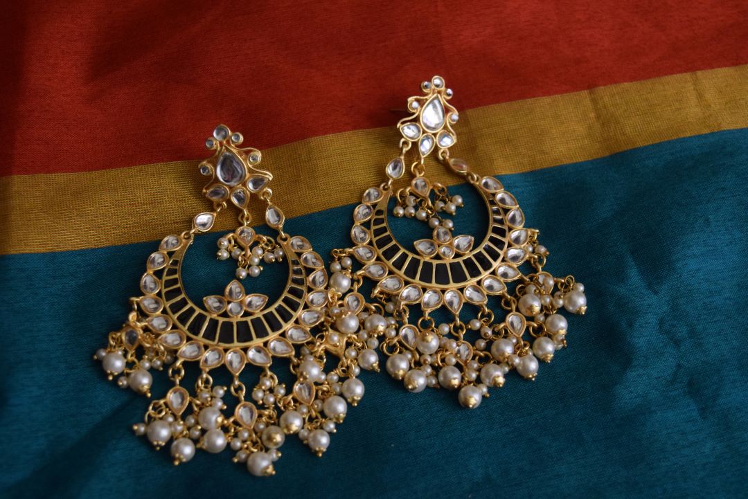 Gold Finish kundan chandbali -1A