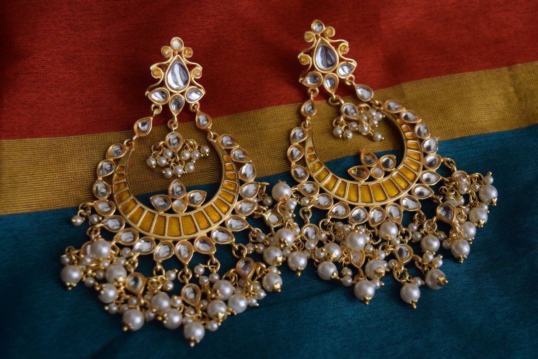 Gold Finish kundan chandbali- 1 B