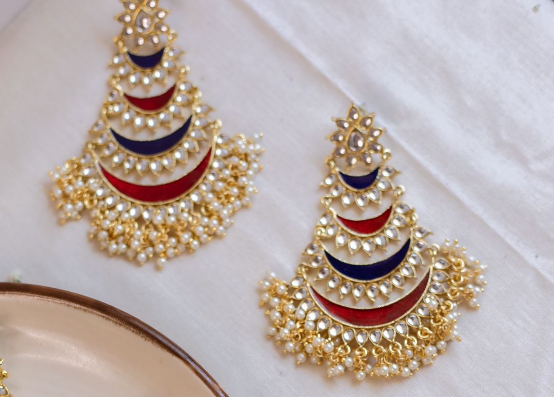 Gold Finish kundan Layered chandbali -2 B