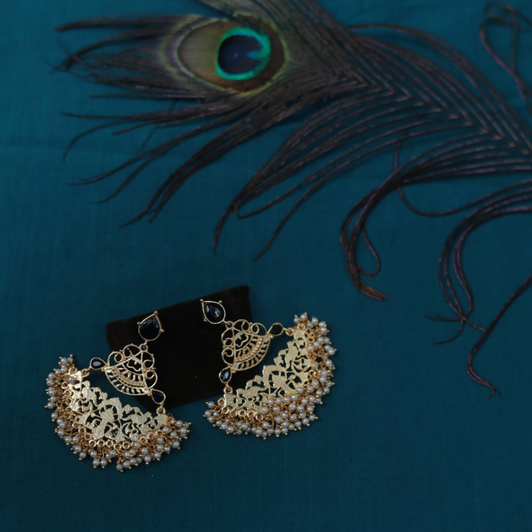 Gold Finish statement tear drops chandbali - 4A