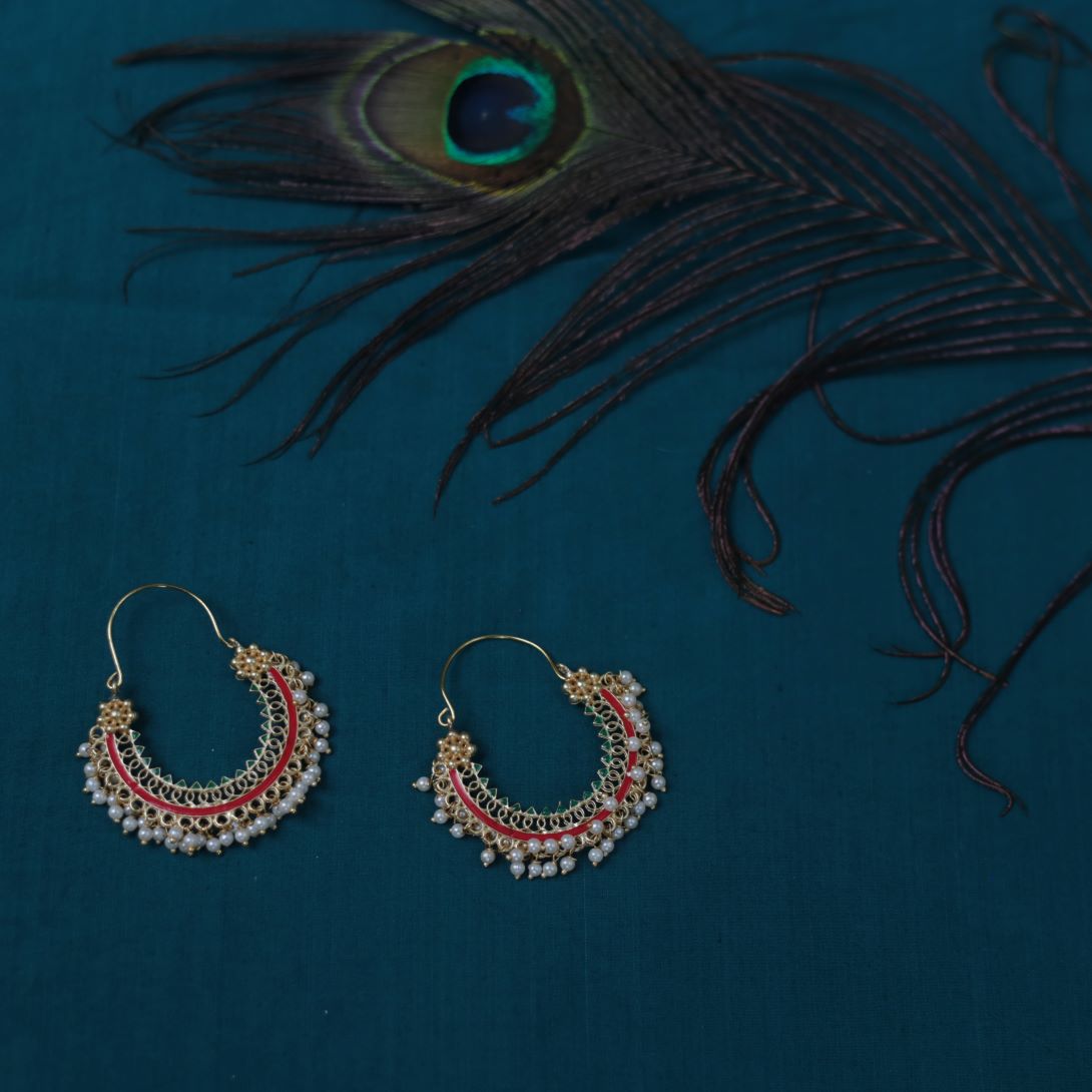 Gold finish hook drop chandbali- 6 A