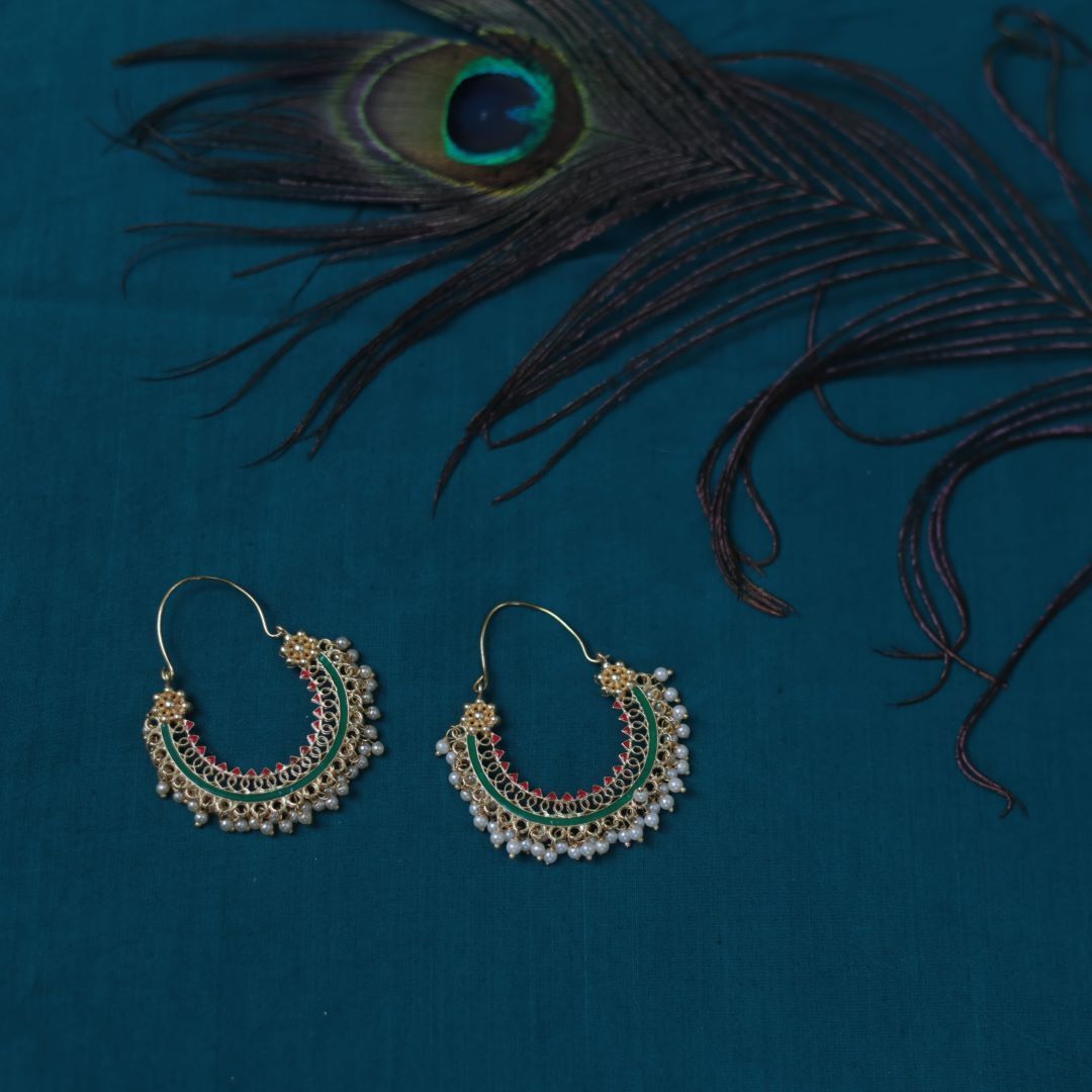 Gold finish hook drop chandbali- 6B