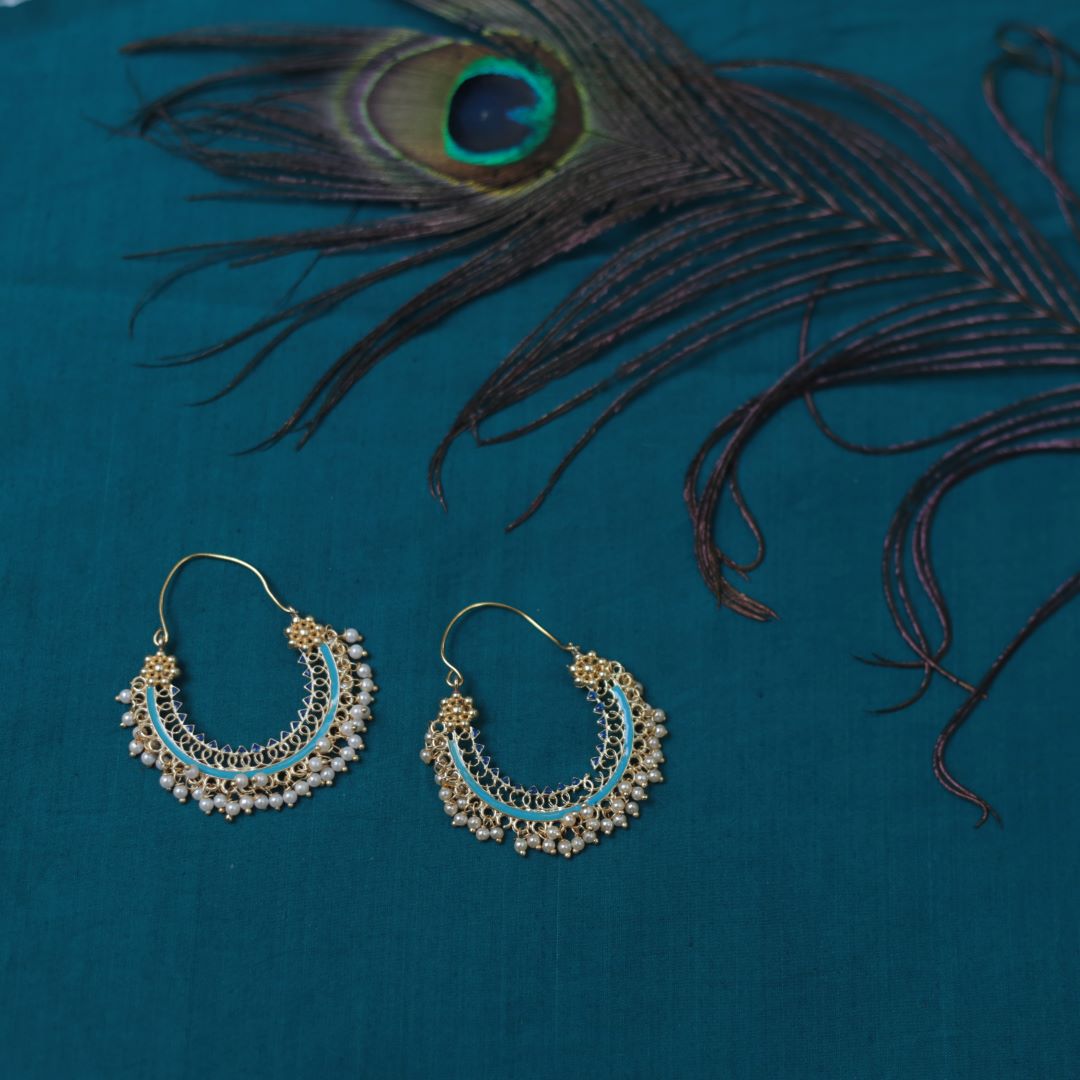 Gold finish hook drop chandbali- 6C