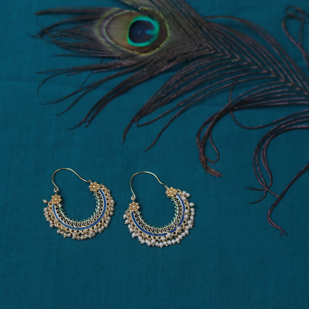 Gold finish hook drop chandbali- 6D