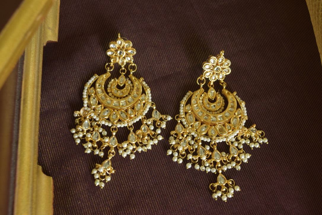 Gold Finish layered chandbali - Model 2