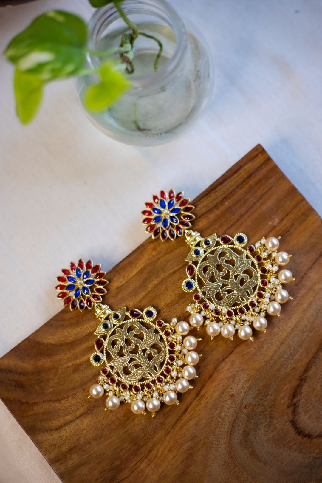 Gold finish flower Stud chandbali -17C
