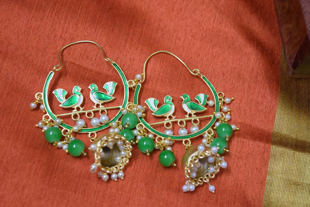 Gold Finish hook drop chandlier with jhumka -18A