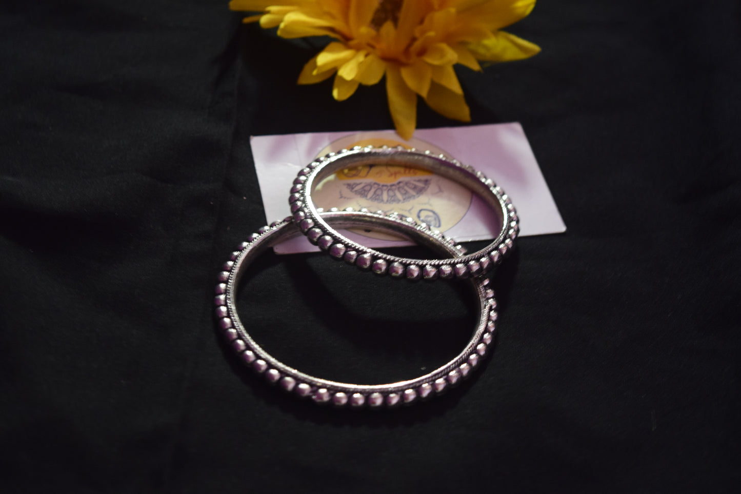 Silver Finish Muthu Beaded Bangles - Big Beads (PAIR)