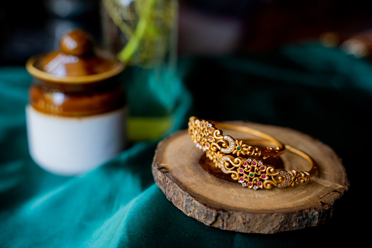 Matte Finish Openable bangle with flower mugappu