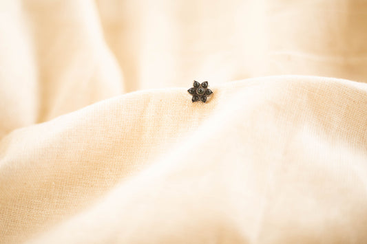 Silver finish tiny nose pin  - TEAR drop  flower - Clip on