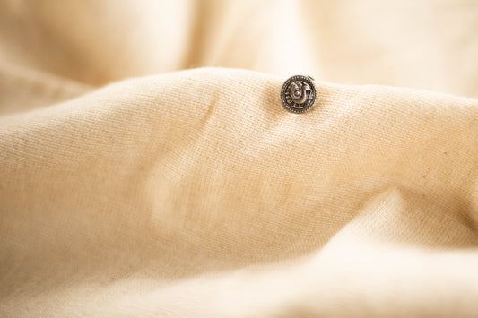 Silver finish tiny nose pin - Carved Annam(Pierced)