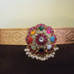 Flowered carving belt with pendant navaratna and pearl hanging