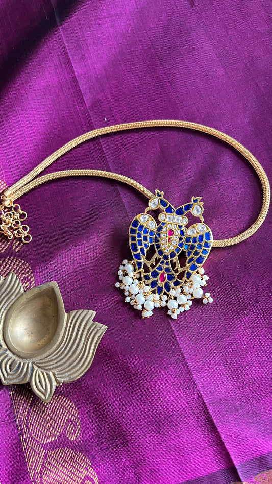 Gold Finish  Chain  with  Gandaberunda Pendant -52B