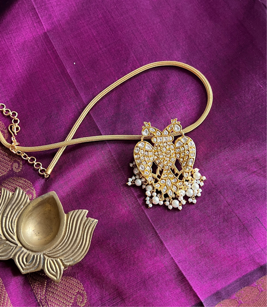 Gold Finish  Chain  with  Gandaberunda Pendant -52A